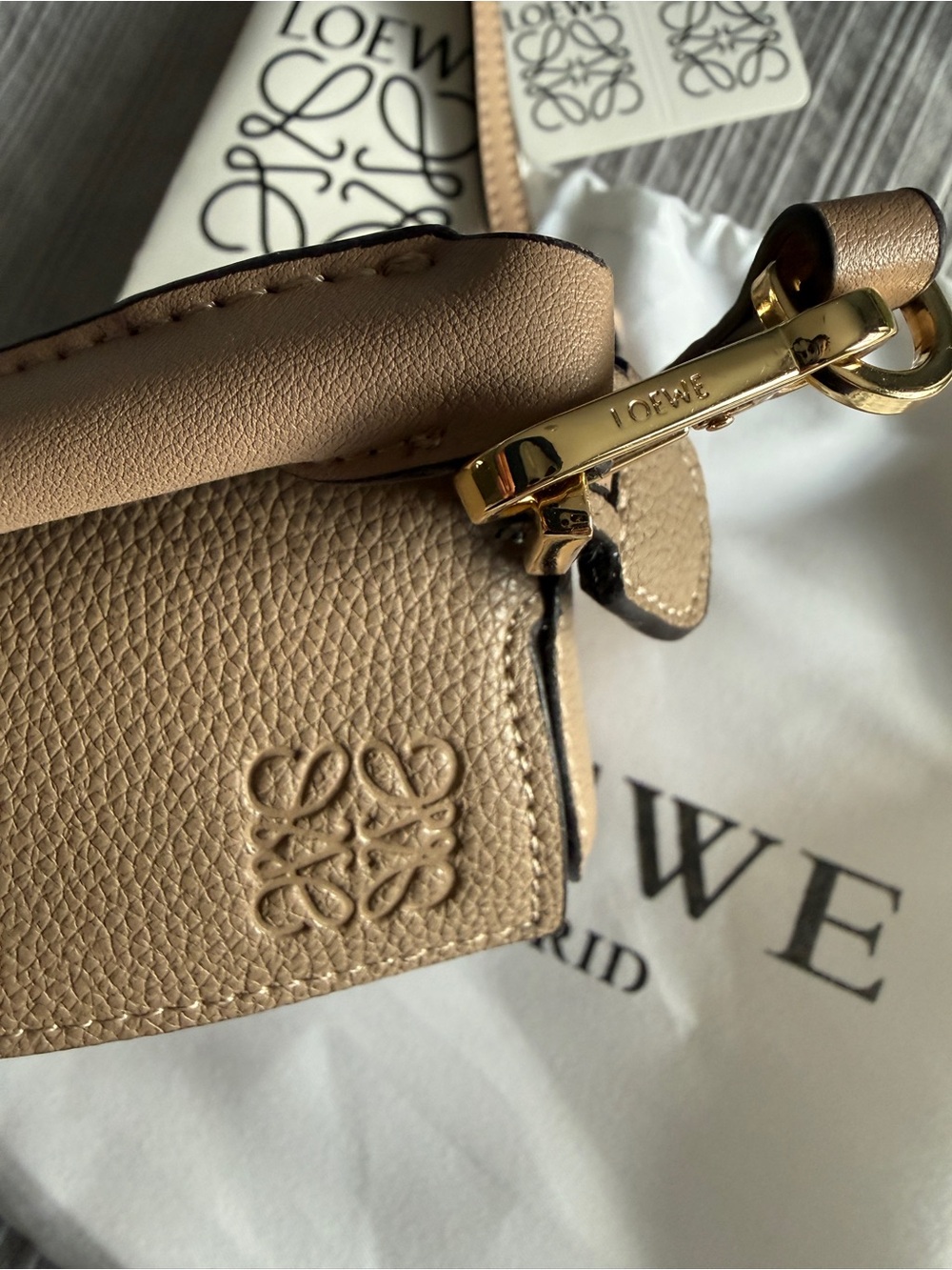 Taupe Geometric Leather Crossbody Bag / Puzzle Bag - Picture 3 of 13
